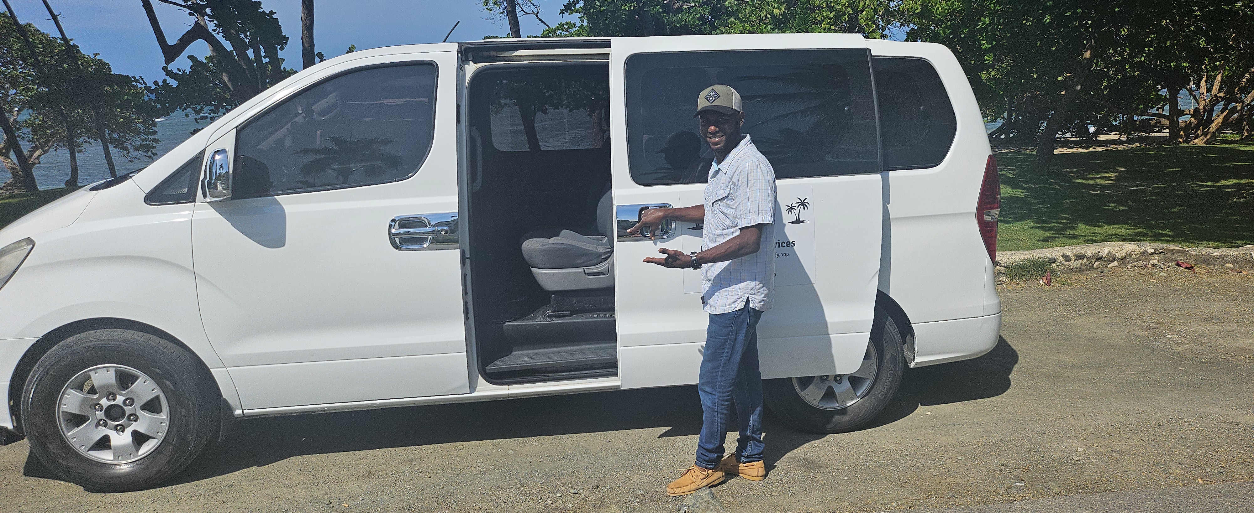 Jonathan welcoming guests to the Island Ease private van in Puerto Plata