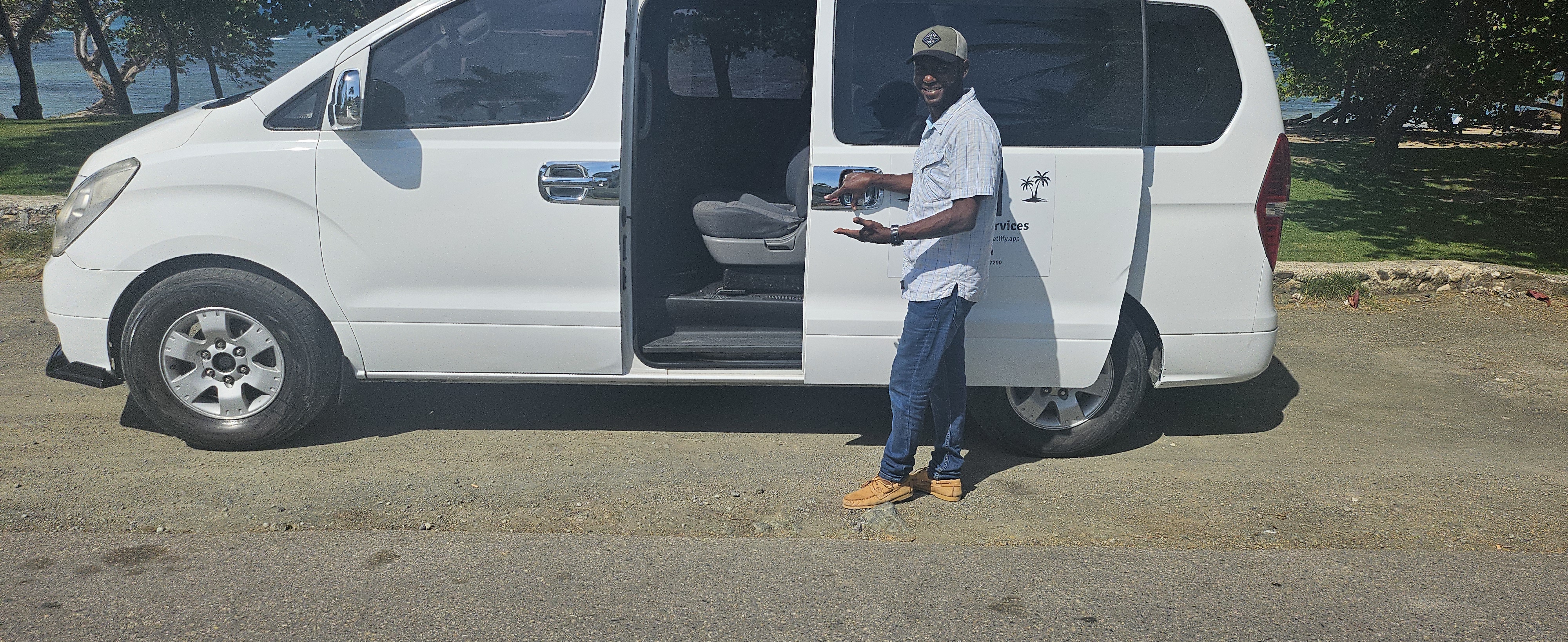 Jonathan opening the van door for guests